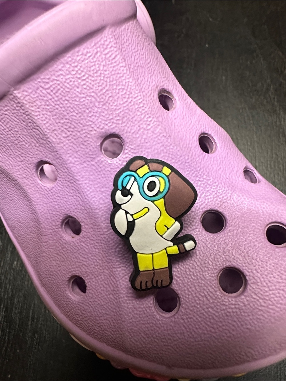 Bluey shoe charm. Smaller than normal ones. Great for toddler shoes.